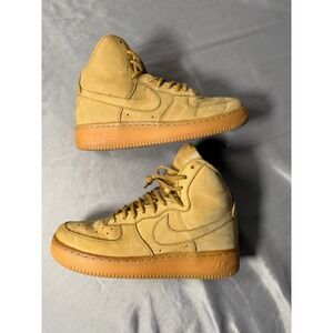 Nike Air Force 1 High WB GS Wheat Flax Tan Suede Sneakers 922066-202 Kids 6Y